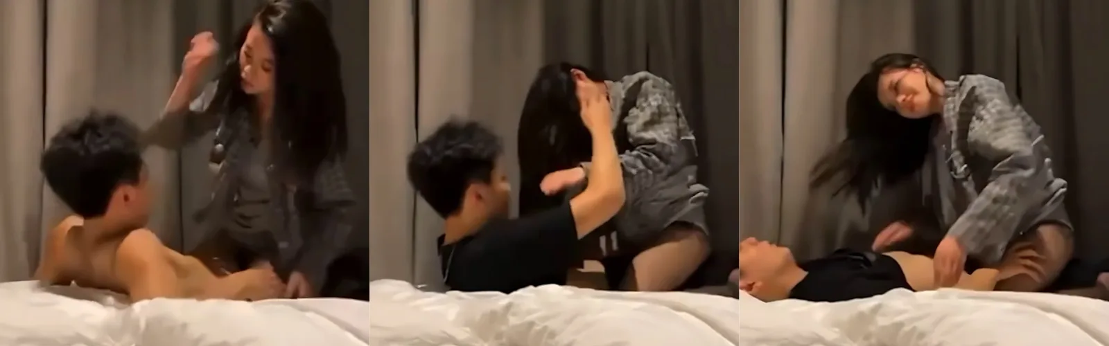 广西行健文理学院黄姝瑾出轨炮友视频曝光！主动口交把大鸡巴吸硬，女上位扭腰吸精，惨遭后入暴力输出骚穴灌满精液还喊着要求再用力