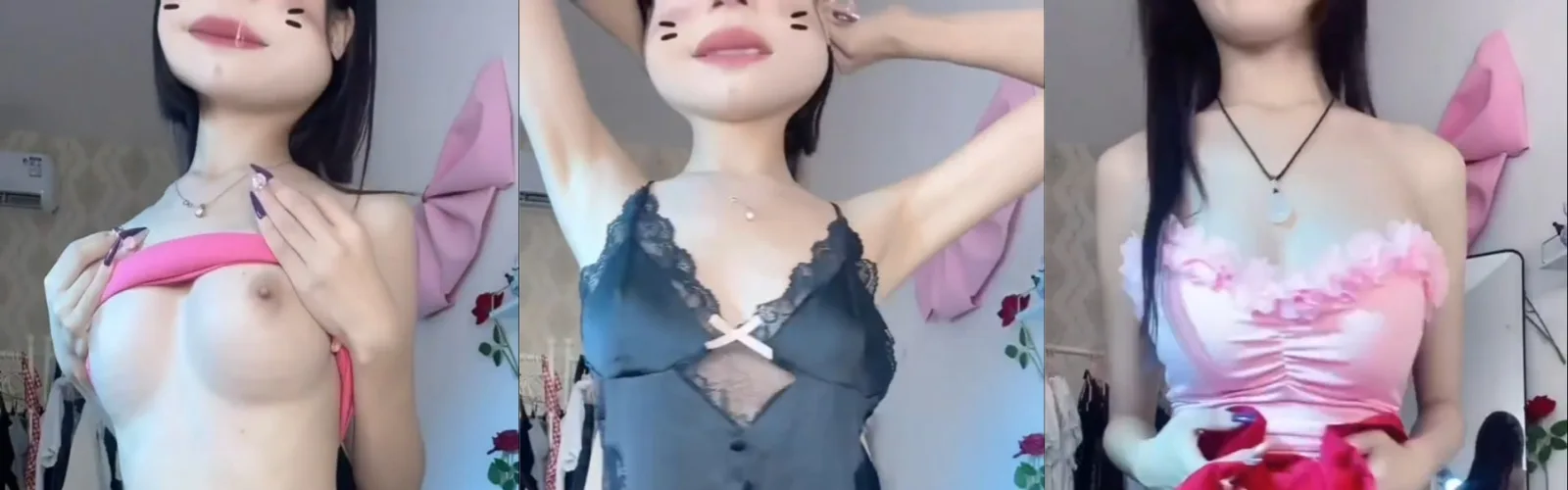 快手反差女主播小婷老婆直播付费裸舞视频曝光！骚浪贱母狗对镜三连跳热舞，性感小手抚摸嫩滑肌肤，好像用大鸡巴怼他骚穴。