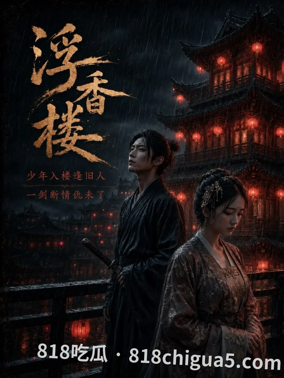 AI成人短剧 新剧首播 浮香楼 第1集 红衣琵琶女被温油浇胸 床帐里从对视到彻底沉沦