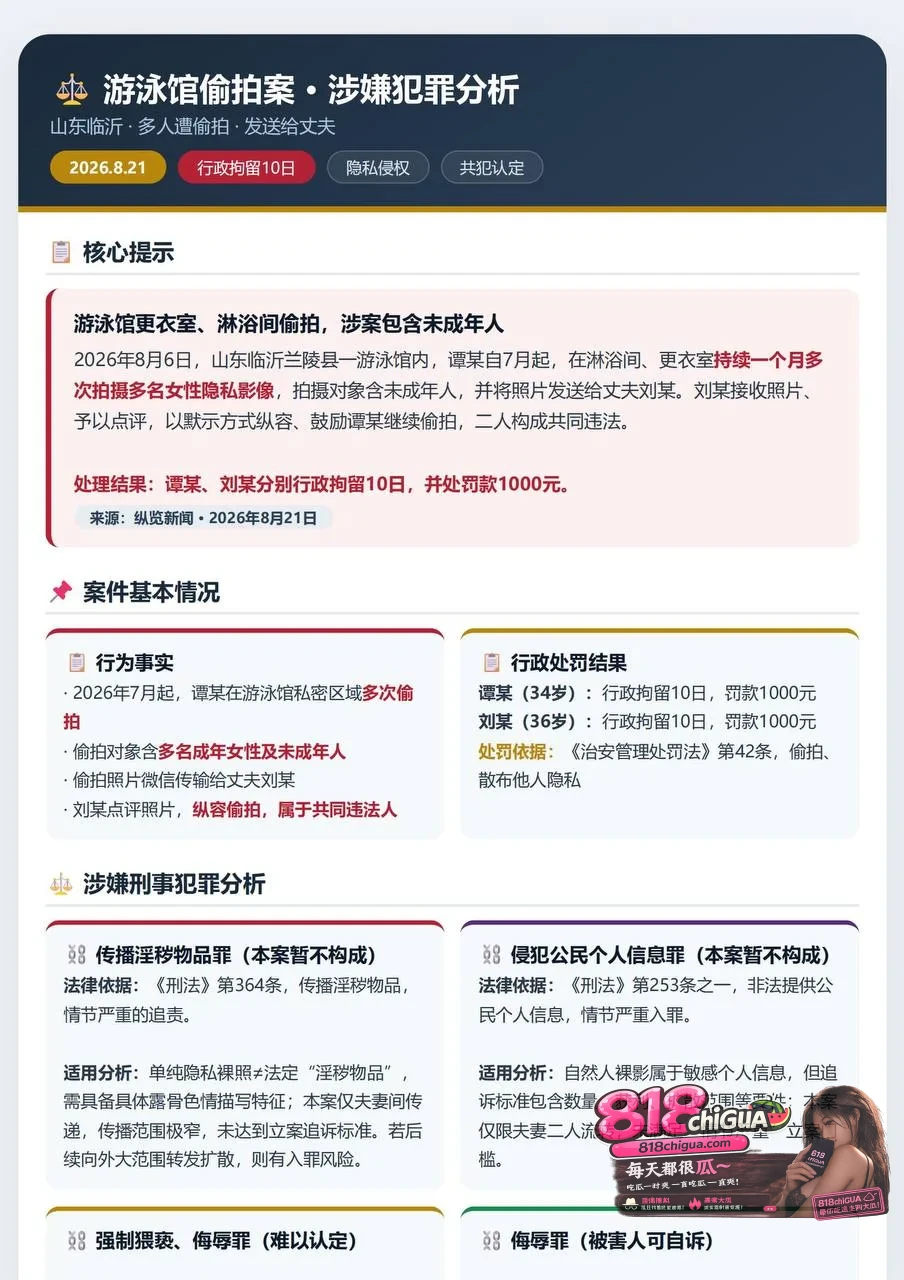 山东兰陵34岁谭某 女子更衣室偷拍事件引发热议!偷拍视频传播流出,多名受害者隐私遭侵犯!