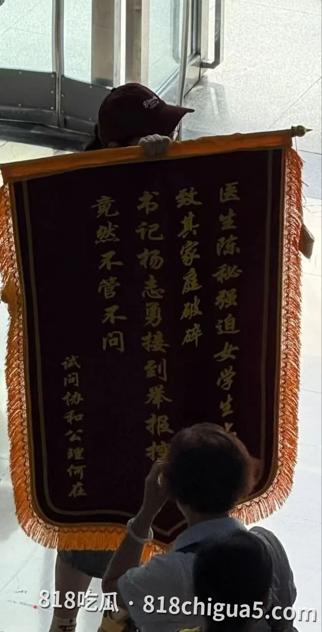 协和医院大厅“公理何在”？女学生被医生陈秘强迫上床，家庭破碎；书记杨志勇接到举报后置之不理，一面锦旗直指医疗伦理崩塌！