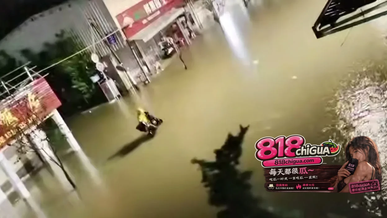 潮州暴雨积水全城“看海”:外卖小哥激流中推车坚持送餐,平凡生活里总有人在拼尽全力