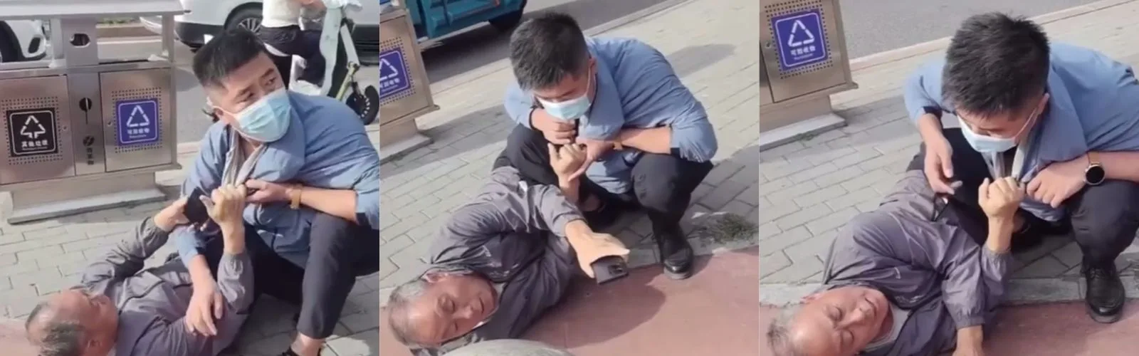 包头九原彩虹桥突发：老头骑车撞人反诬小伙碰瓷，监控还原荒诞一幕