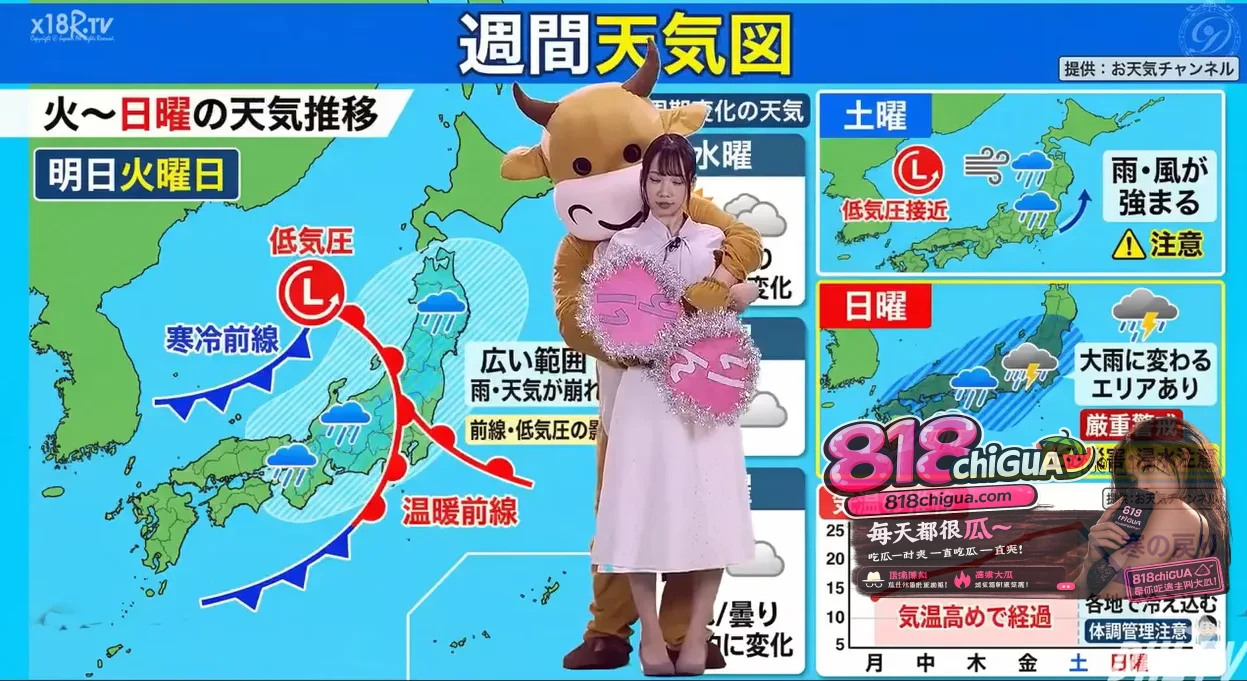 成人版牛来《吉祥物与女播音员今天的天气很糟糕》田凛饰演天气播音员突然结婚天气台的吉祥物牛来嫉妒不已下纠缠激情不止