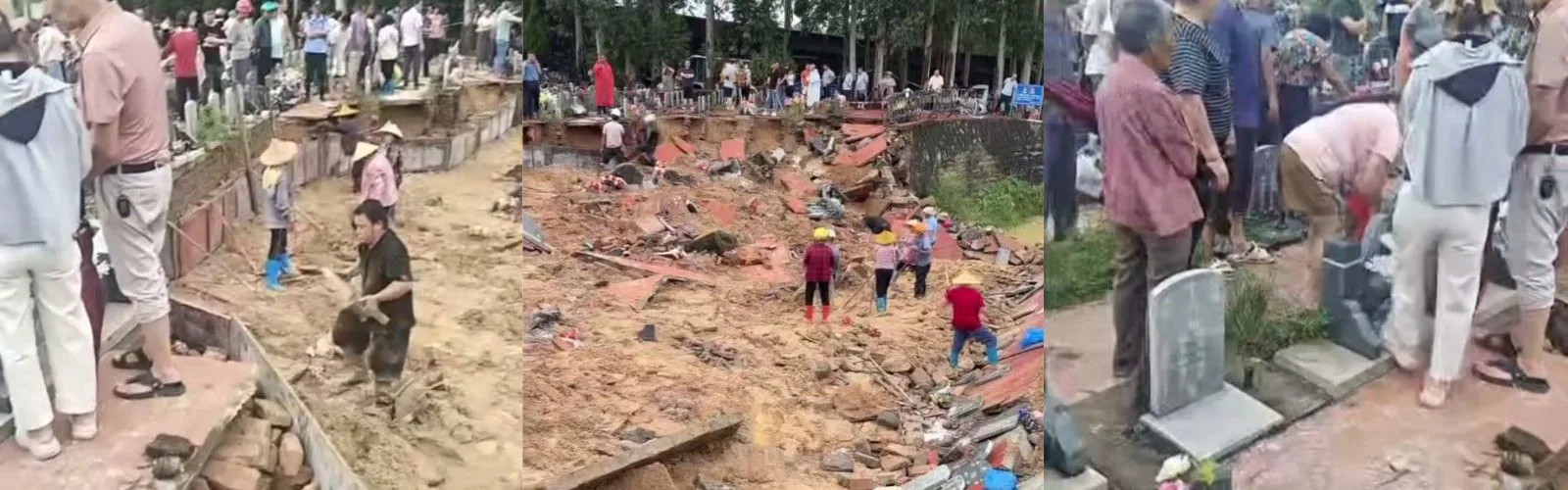 连日暴雨突发山体滑坡！福建泉州一墓园坍塌，多座坟墓被毁毁！