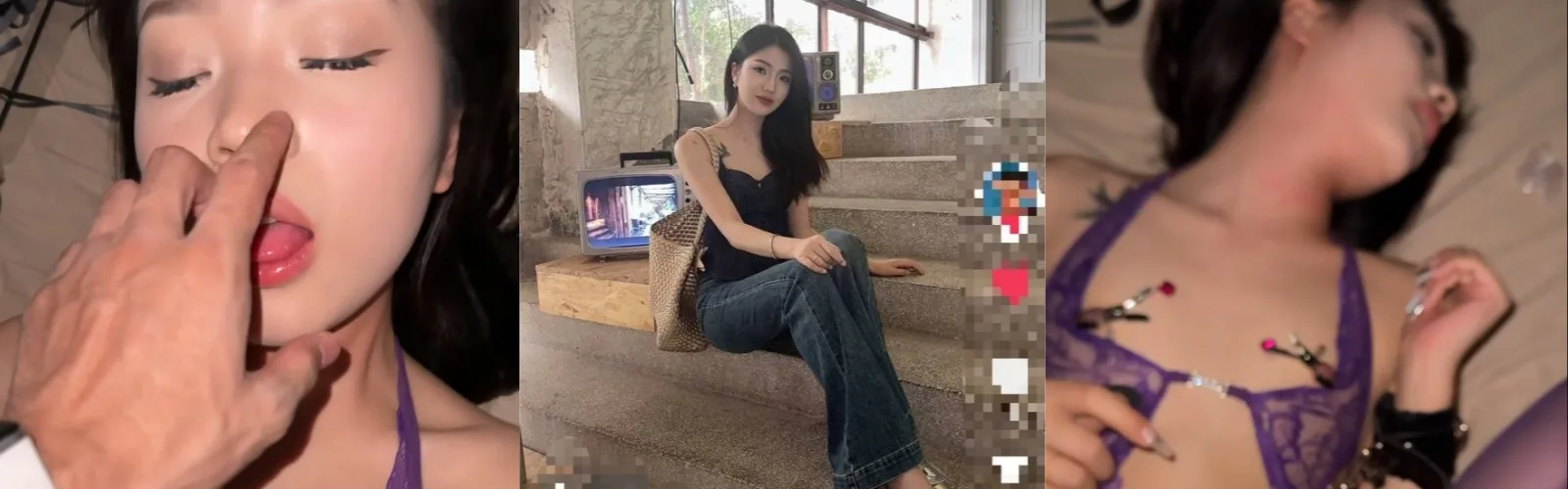 抖音性感网红被富豪包养成专属性奴，后入式撞击翘臀不停歇，蕾丝内衣配乳夹铁链凌辱，痴醉表情与平日形象有天壤之别。